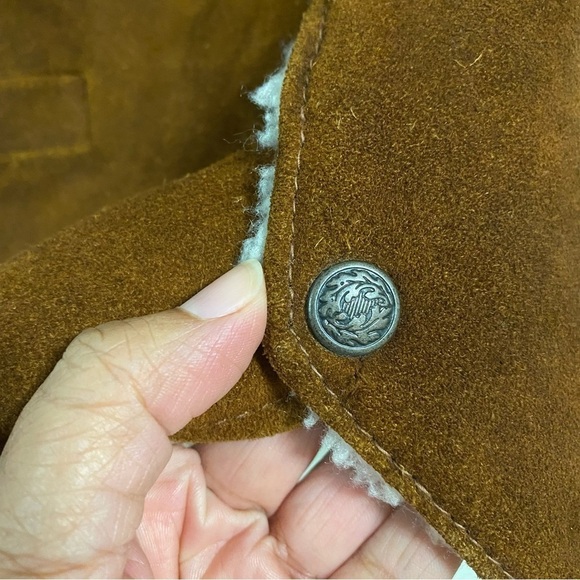 Pypsa Vest Mens size 44 Brown Suede Leather Sherpa lined Vest - Picture 5 of 14